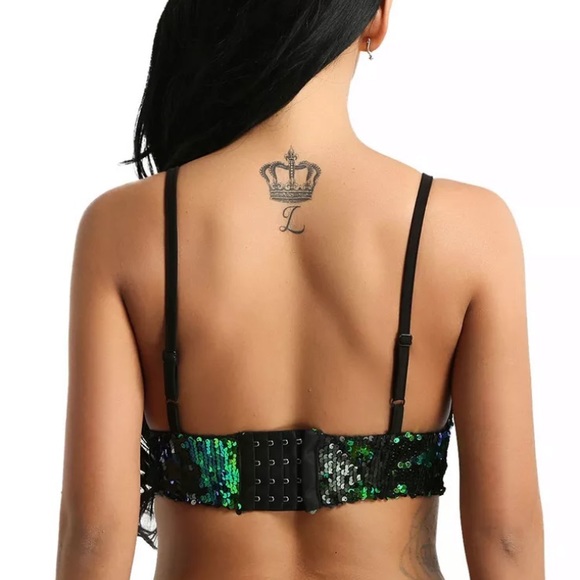 FINAL PRICE Sequin rave crop top Blue/ Green. - Picture 4 of 4